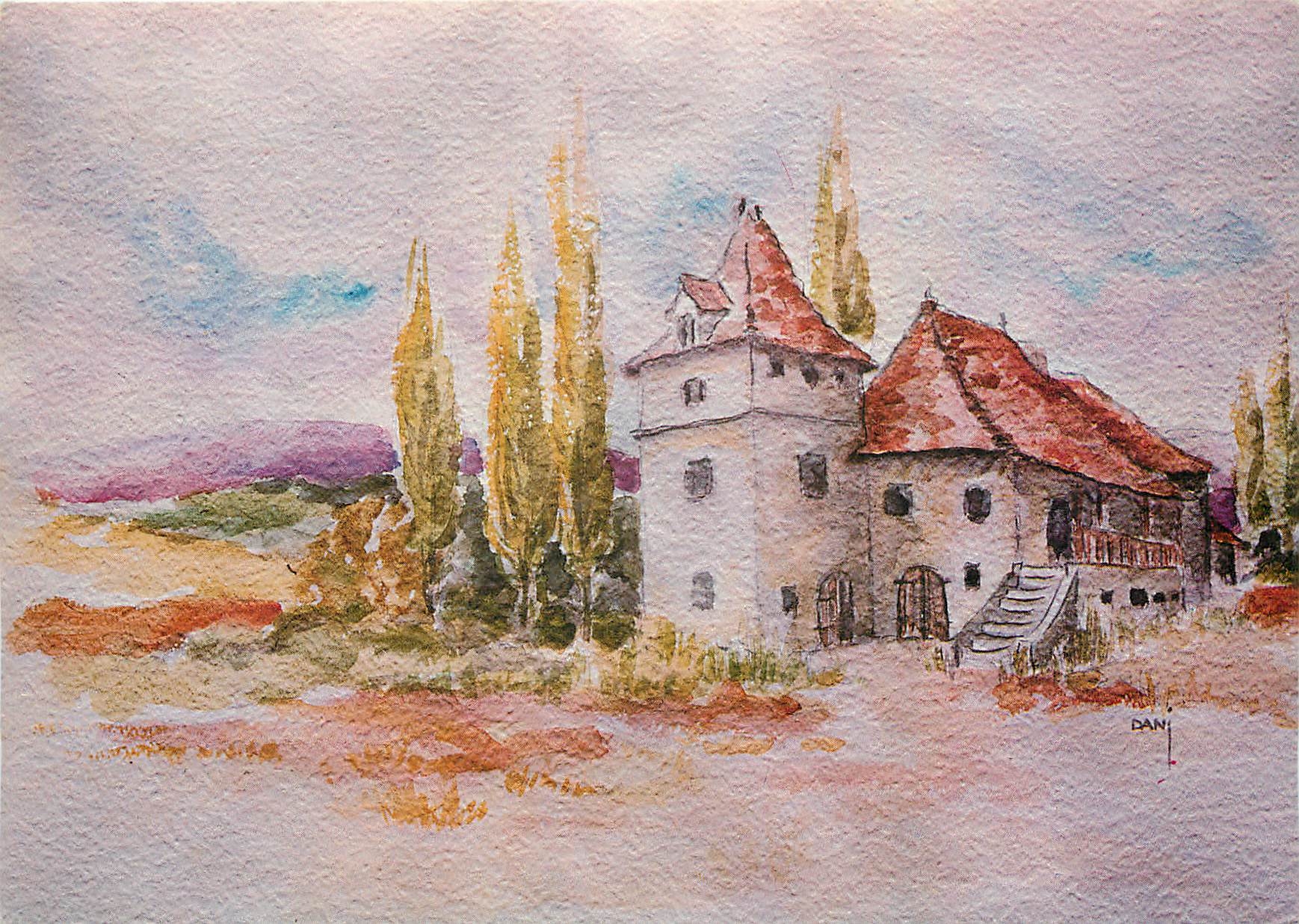 CPM Paysage du Sud Ouest Aquarelle originale par Danielle Salley 