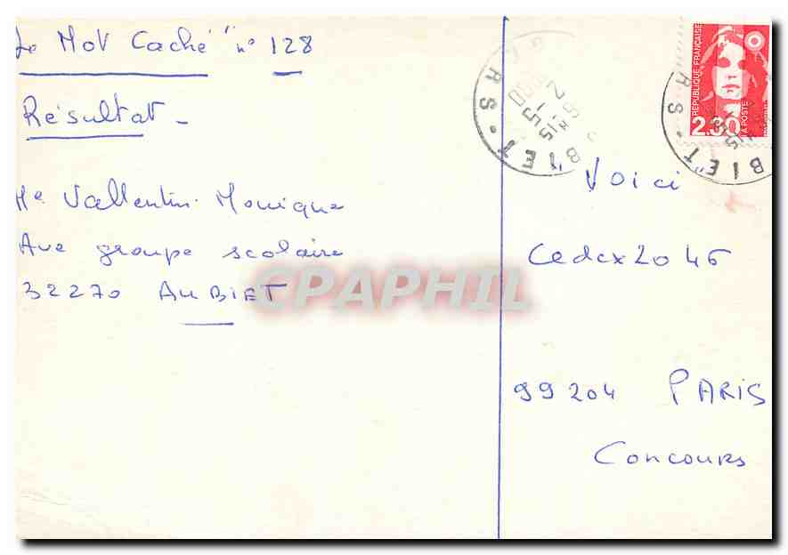 CPM Fleurs — Verso