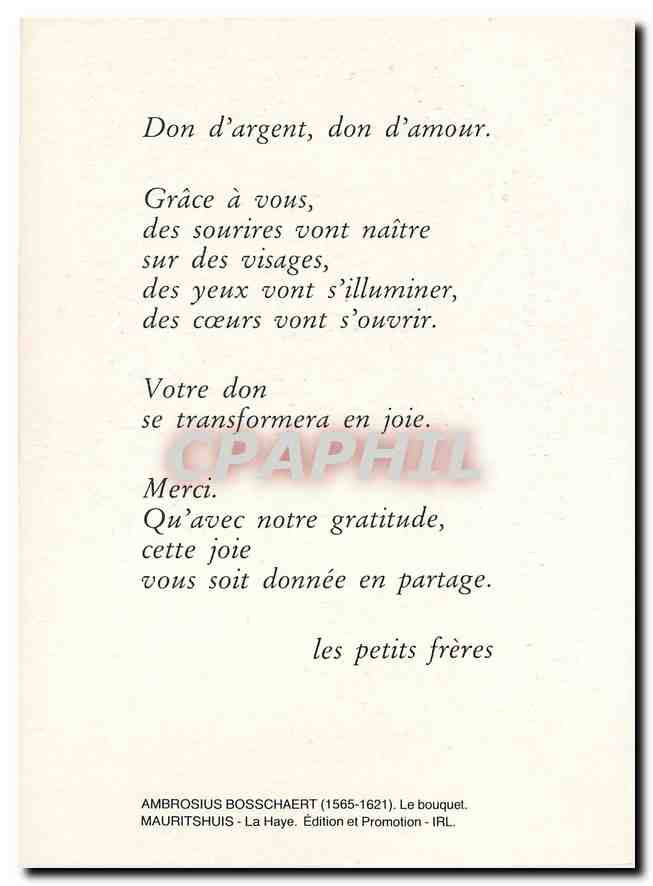 CPM Avons nous donne des fleurs avant le pain  — Rückseite