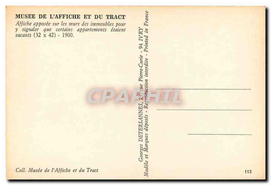 CPM Logement de Garcon Musee de l'Affiche et du Tract  — Verso