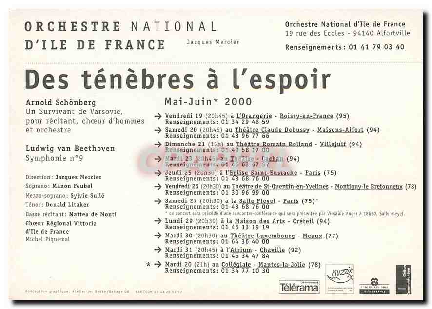 CPM Orchestre National d'Ile de France  — Verso