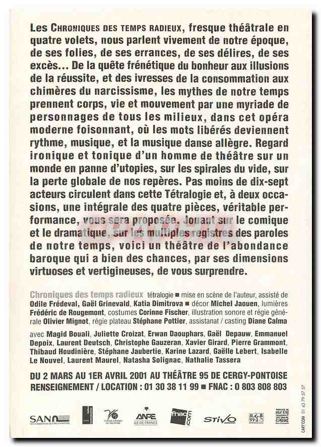CPM Chroniques des temps Radieux Joel Dragutin Cergy Pontoise — Verso
