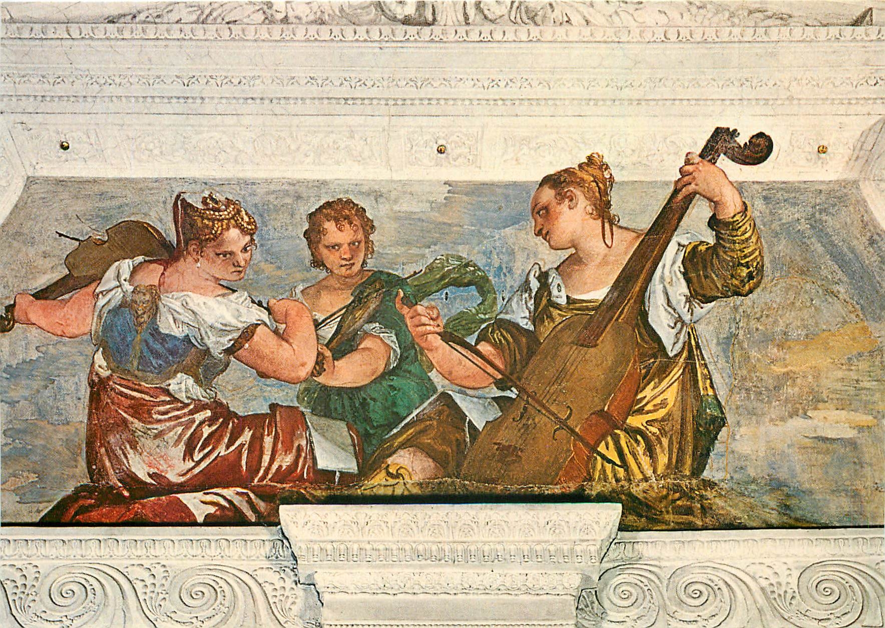CPM Villa di Maser Paolo Veronese Stanza tribunate d'amore 