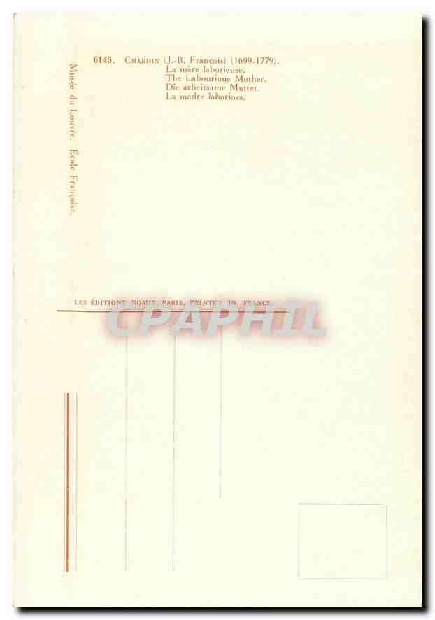 CPM Chardin JB Francois 1699 1779 La mere laborieuse  — Verso