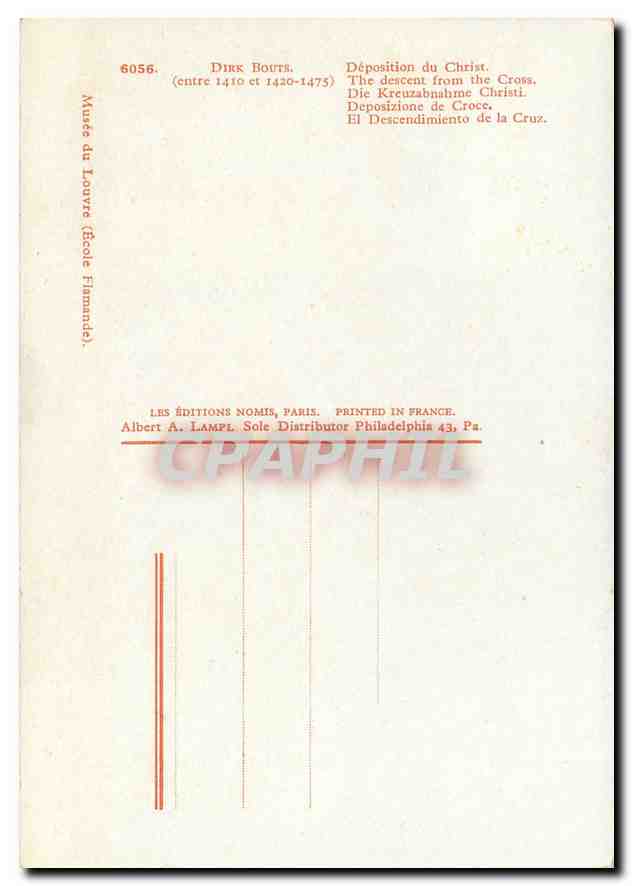 CPM Dirk Boute Deposition du Christ  — Rückseite