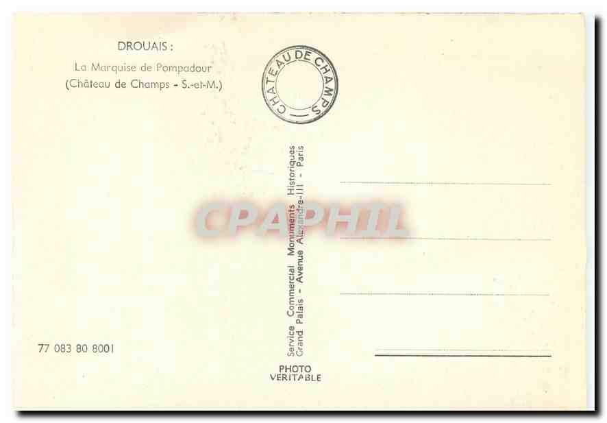 CPM Drouais La Marquise de Pompadour Chateau de Champs S et M  — Verso