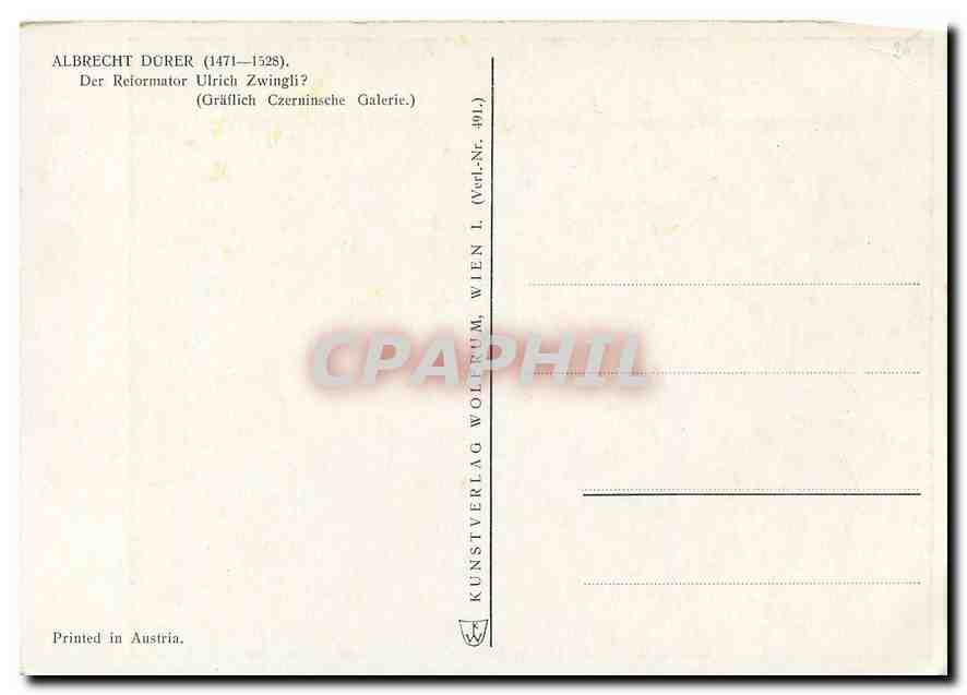 CPM Albrecht Durer 1471 1528 Der Reformator Ulrich Zwingli  — Back