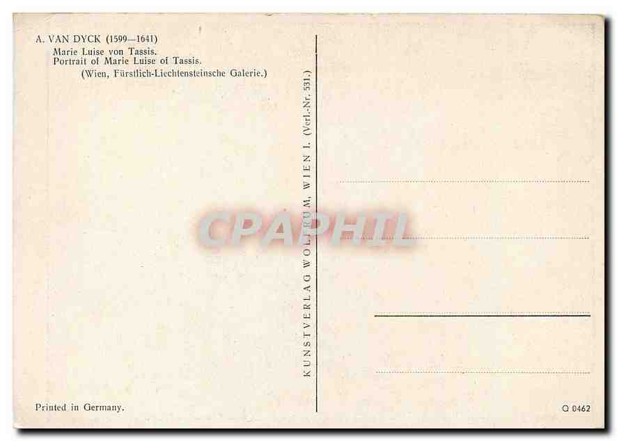 CPM A Van Dyck 1599 1641 Marie Luise Von Tassis  — Verso