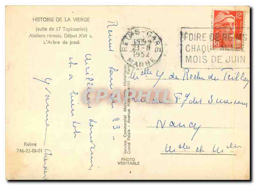 CPM Histoire de la Vierge Reims  — Rückseite