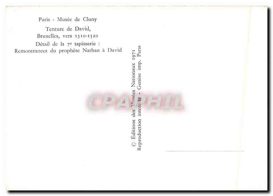 CPM Paris Musee de Cluny Tenture de David  — Verso