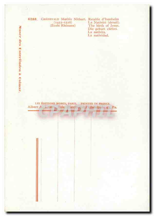 CPM Grunewald Mathis Nithart 1455 1528 Retable d'Isenheim  — Verso