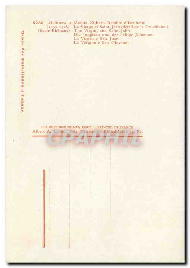CPM Grunewald Mathis Nithart 1455 1528 Retable d'Isenheim  — Verso