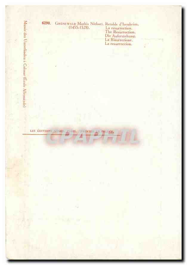 CPM Grunewald Mathis Nithart 1455 1528 Retable d'Isenheim  — Verso