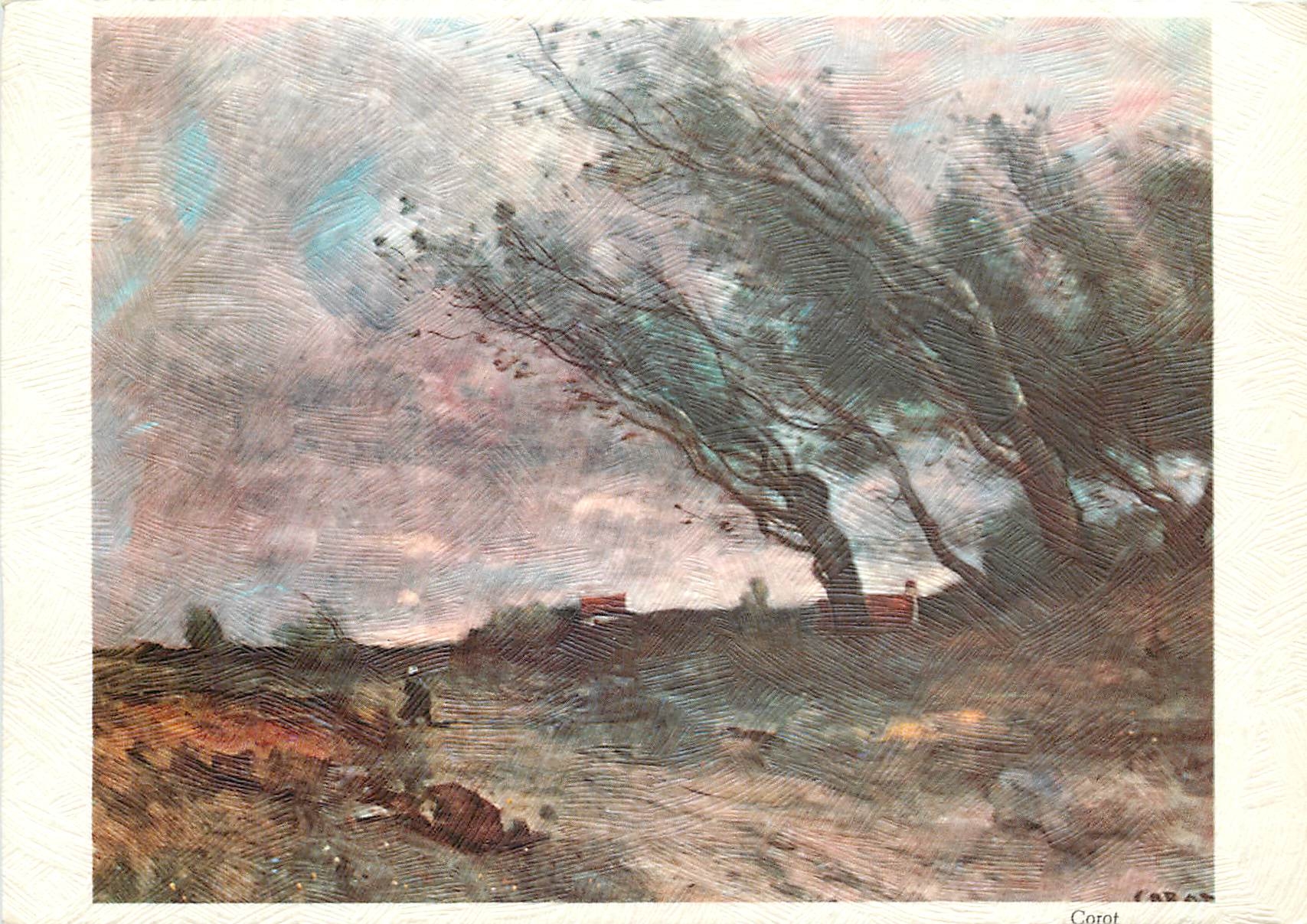 CPM JB Corot 1796 1875 Le coup de vent 
