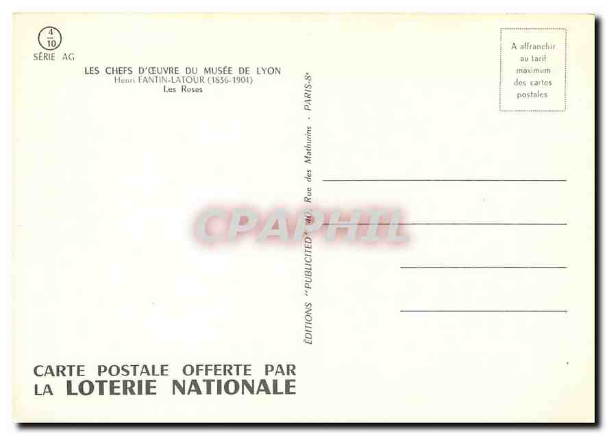 CPM Les Chefs d'oeuvre du Musee de Lyon Les Roses  — Verso