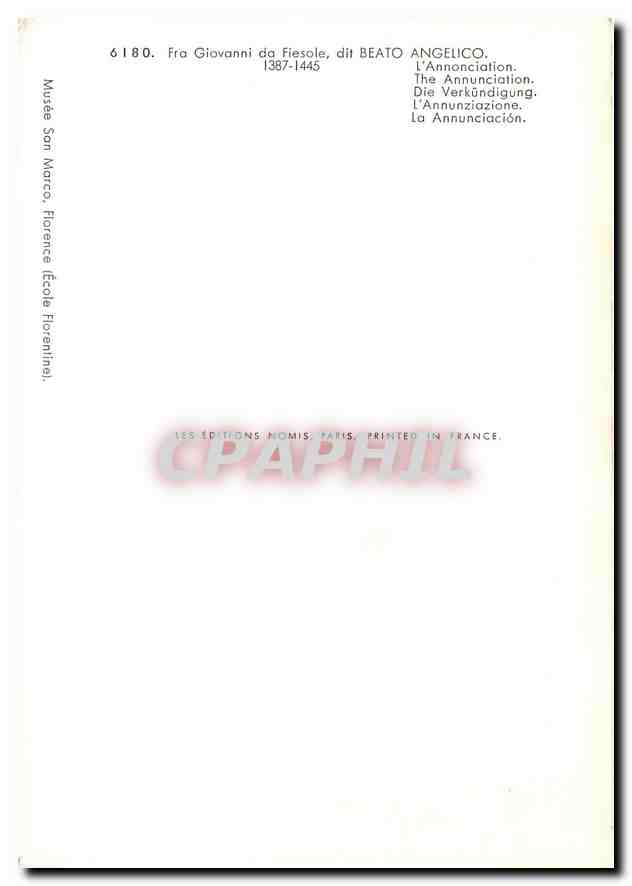 CPM Fra Giovanni da Fiesole dit Beato Angelico 1387 1445 L'Annonciation  — Rückseite