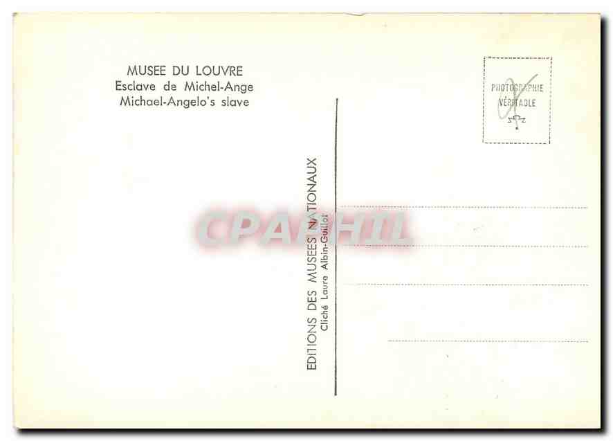 CPM Musee du Louvre Esclave de Michel Ange  — Verso