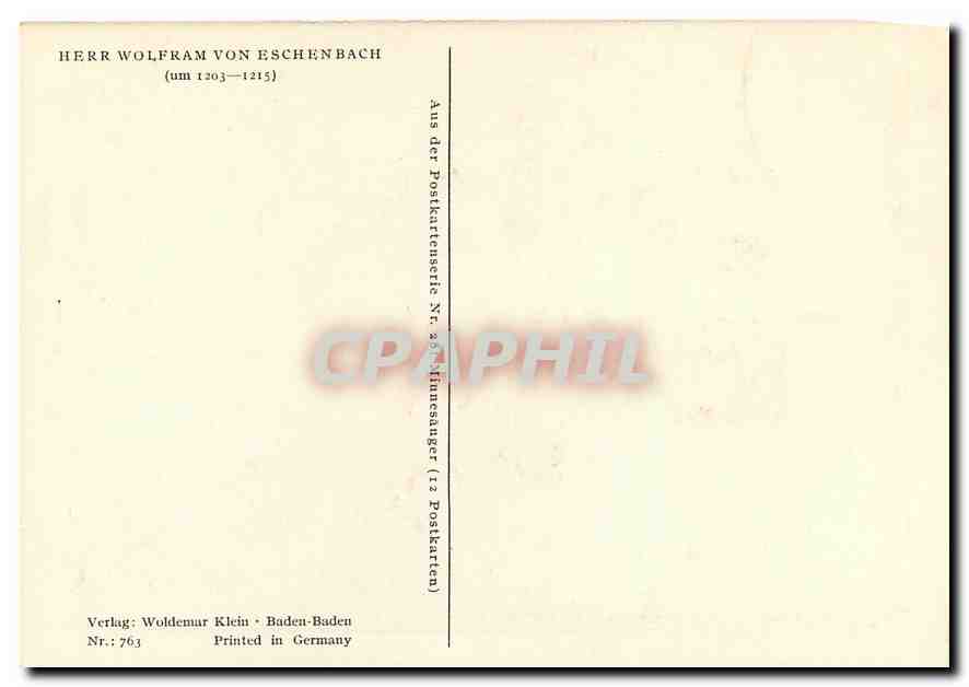 CPM Herr Wolfram Von Eschenbach 1203 1215  — Verso