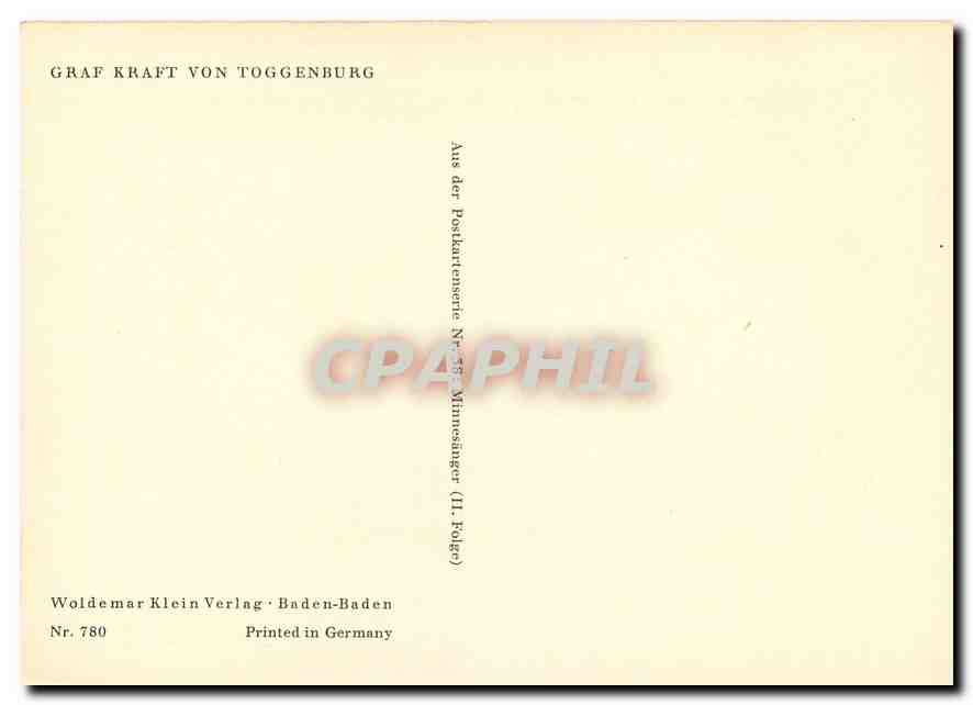 CPM Graf Kraft Von Toggenburg  — Verso