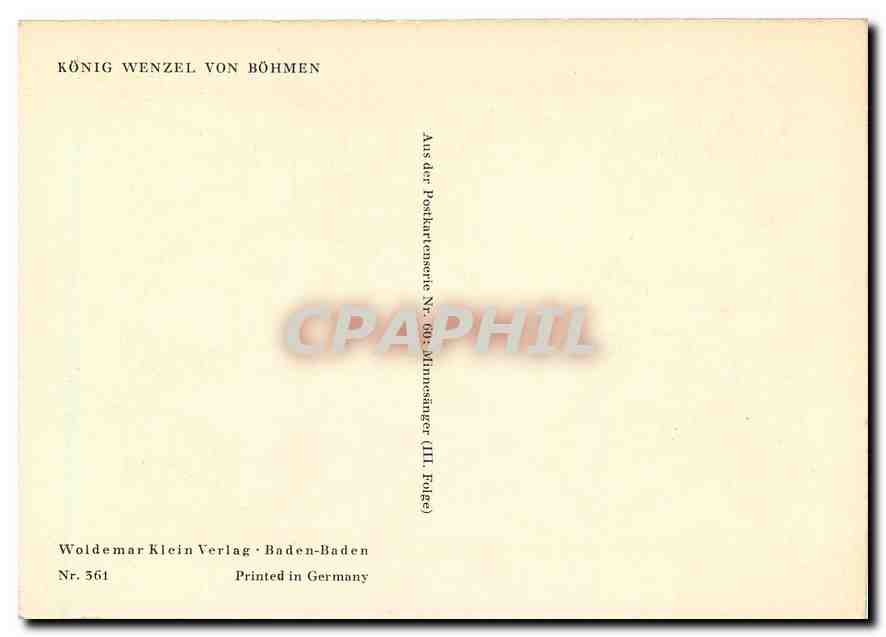 CPM Konig Wenzel Von Bohmen  — Verso