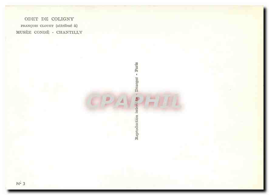 CPM Odet de Coligny Francois Clouet Musee Conde Chantilly  — Verso