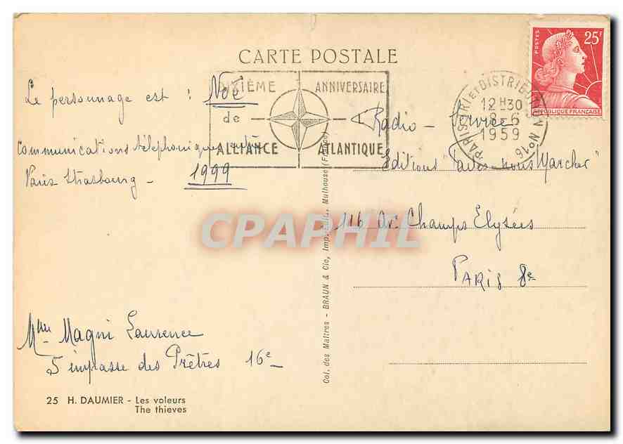 CPM H Daumier Les voleurs  — Verso
