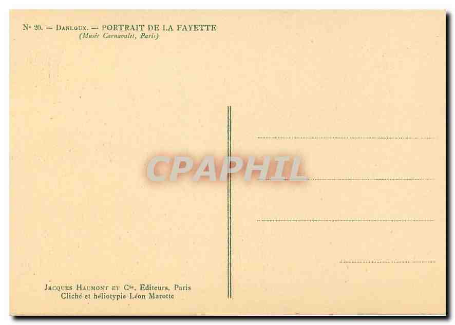 CPM Danloux Portrait de la Fayette Musee Carnavalet Paris  — Rückseite