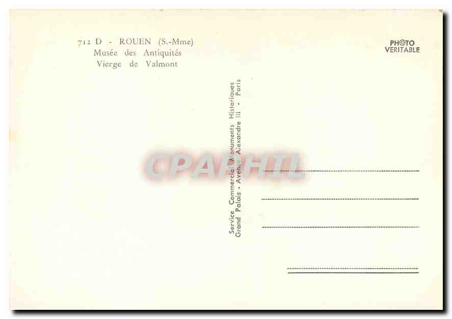 CPM Rouen S Mme Musee des Antiquites Vierge de Valmont  — Verso