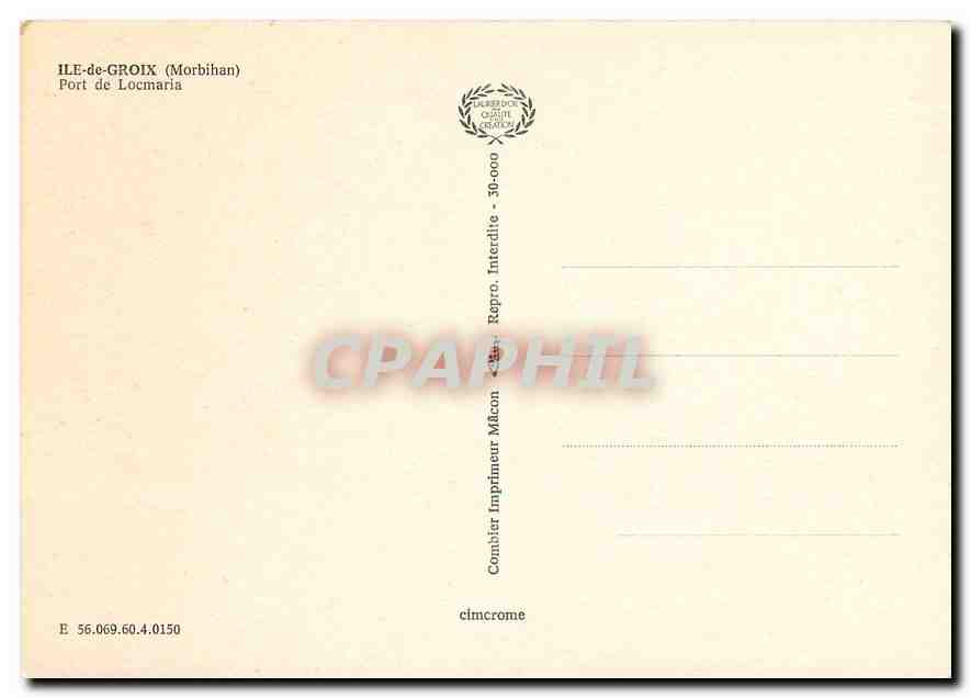 CPM Ile de Groix Morbihan Port de Locmaria  — Rückseite