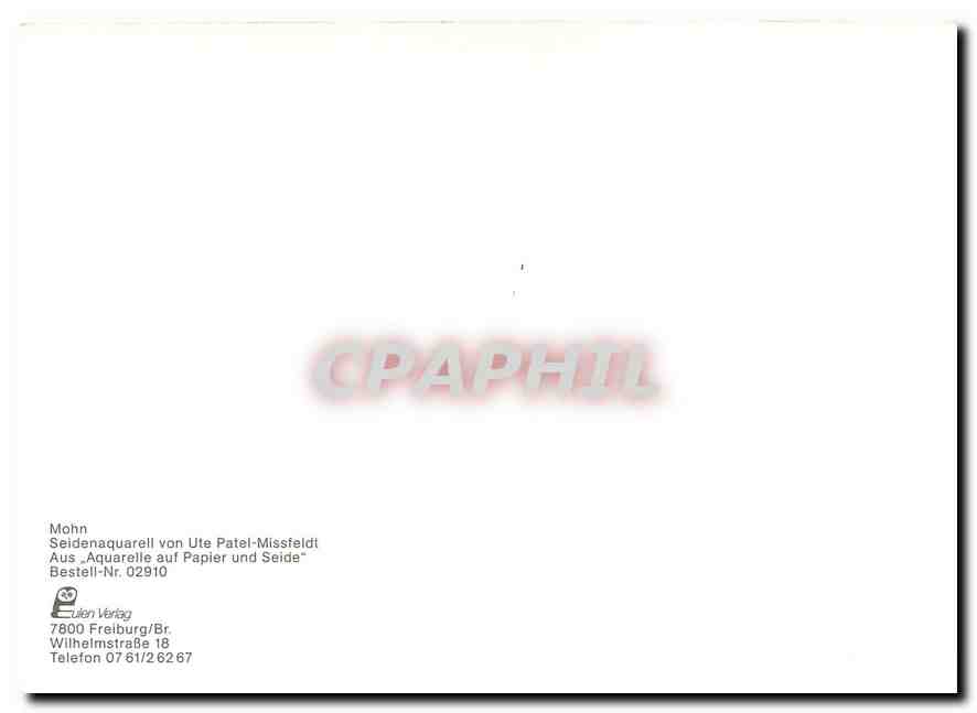 CPM Mohn Seidenaquarell von Ute Patel Missfeldi  — Rückseite