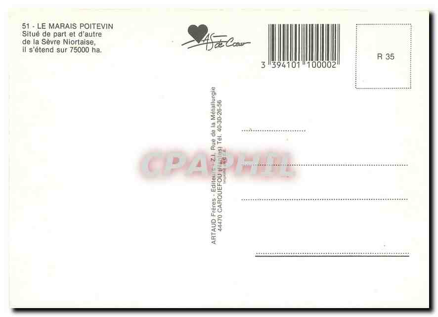 CPM Marais Poitevin Situe de part et d'autre  — Rückseite