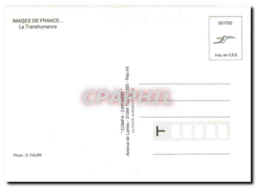CPM Images de France La Transhumance Moutons — Rückseite