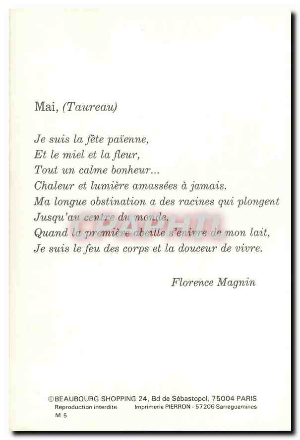CPM Mai Taureau Florence Magnin  — Rückseite