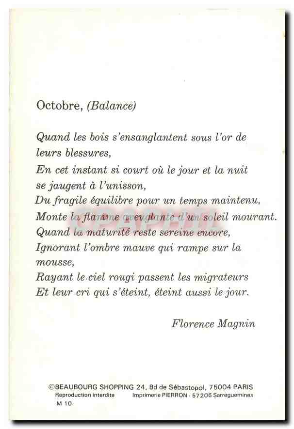 CPM Octobre Balance Florence Magnin  — Rückseite