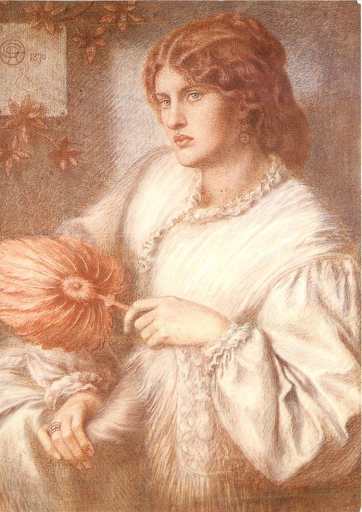 CPM Dante Gabriel Rossetti Donna con ventaglio Birmingham City Museum and Art Gallery 