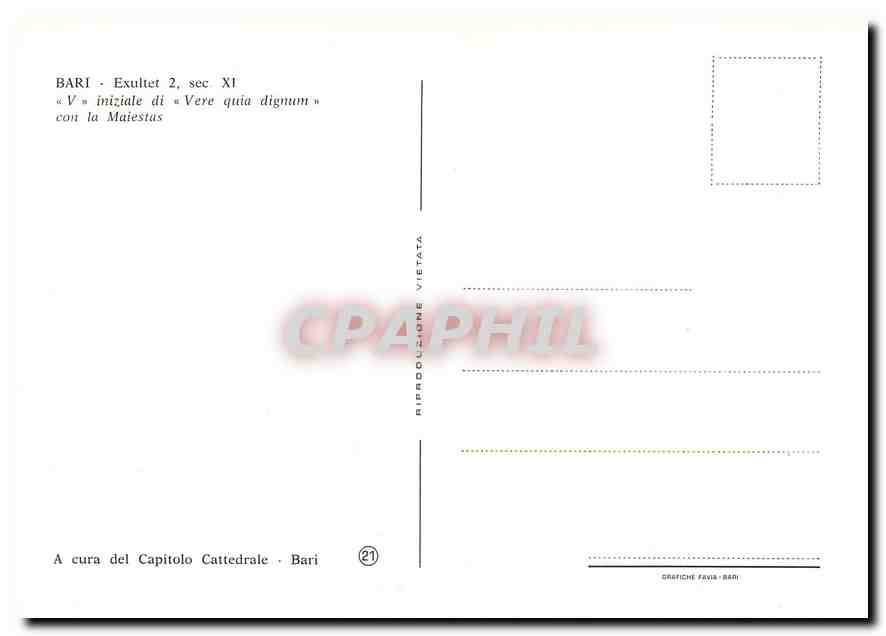 CPM Bari Exultet V iniziale di Vere quia dignum con la Maiestas  — Rückseite
