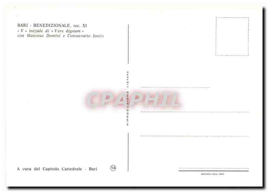 CPM Bari Benedizionale V iniziale di Vere dignum  — Rückseite