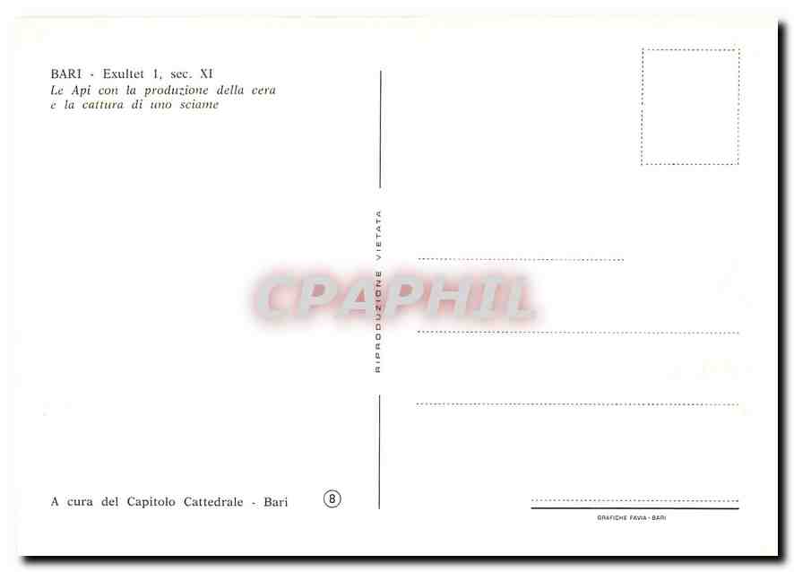 CPM Bari Exultet Le Api con la produzione della cera e la cattura di uno sciame  — Rückseite