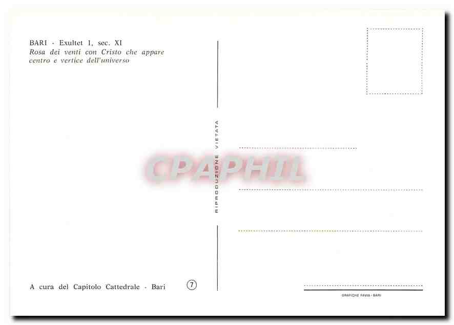 CPM Bari Exultet Rosa dei venti con Cristo che appare centro e vertice dell universo  — Rückseite