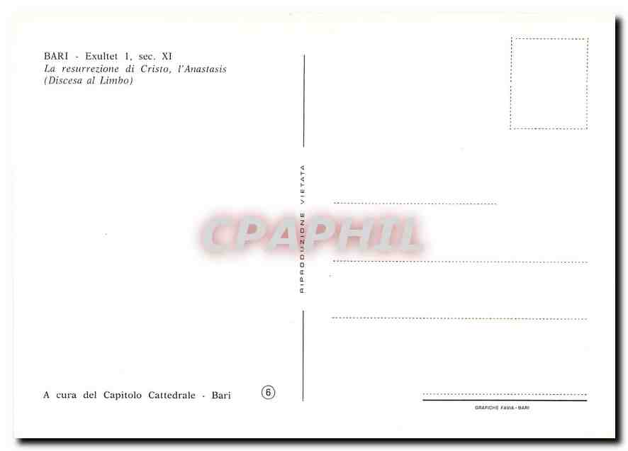 CPM Bari Exultet La resurrezione di Cristo l'Anastasis Discesa al Limbo  — Rückseite