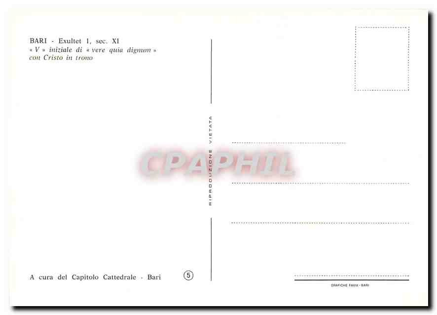CPM Bari Exultet iniziale di vere quia dignum con Cristo in trono  — Rückseite