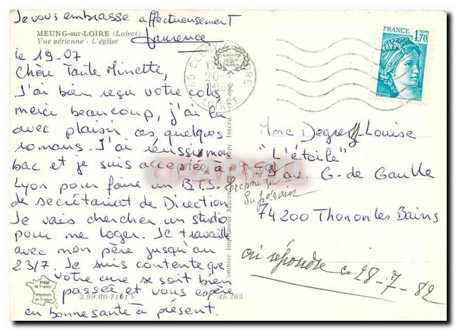 CPM Meung sur Loire Loiret Vue aerienne L'Eglise  — Rückseite
