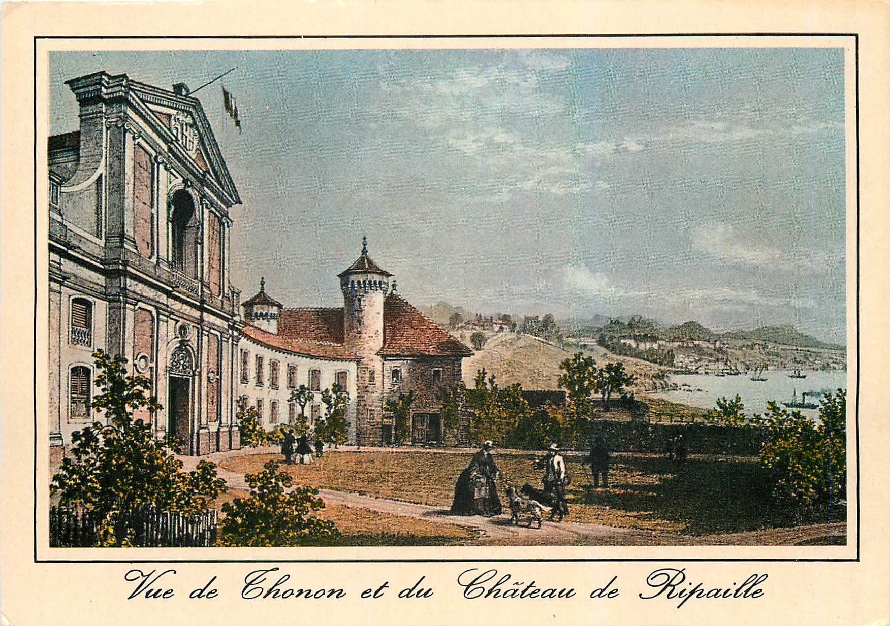 View of Chonon and Château de Ripaille — Picturesque Haute-Savoie — Postcard No. 74-20