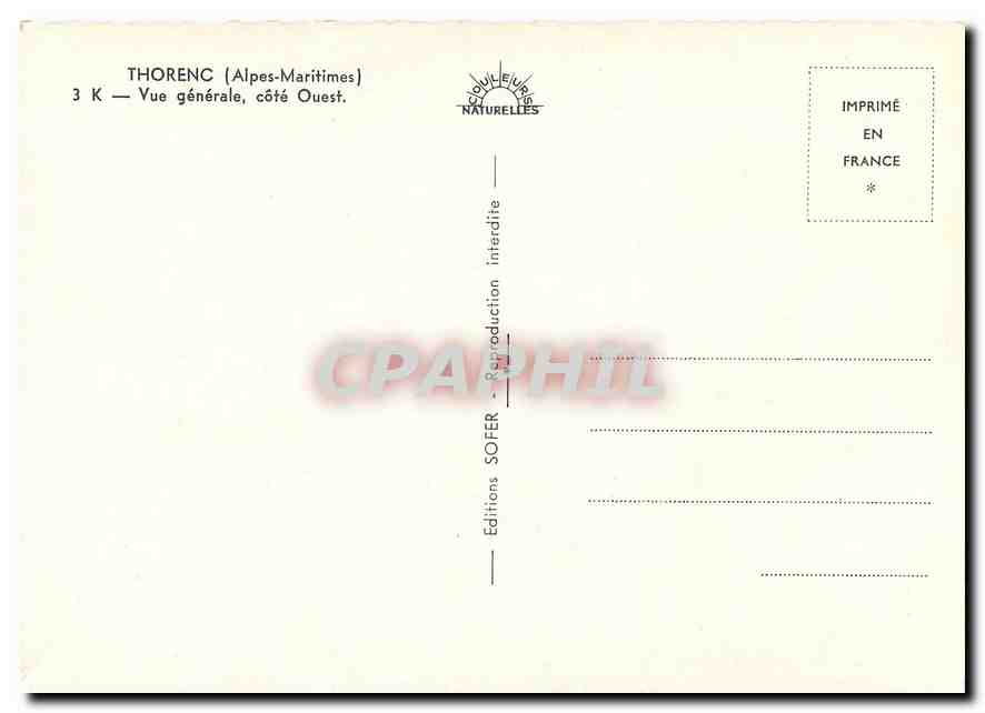 CPM Thorenc Alpes Maritimes Vue generale cote Ouest  — Rückseite