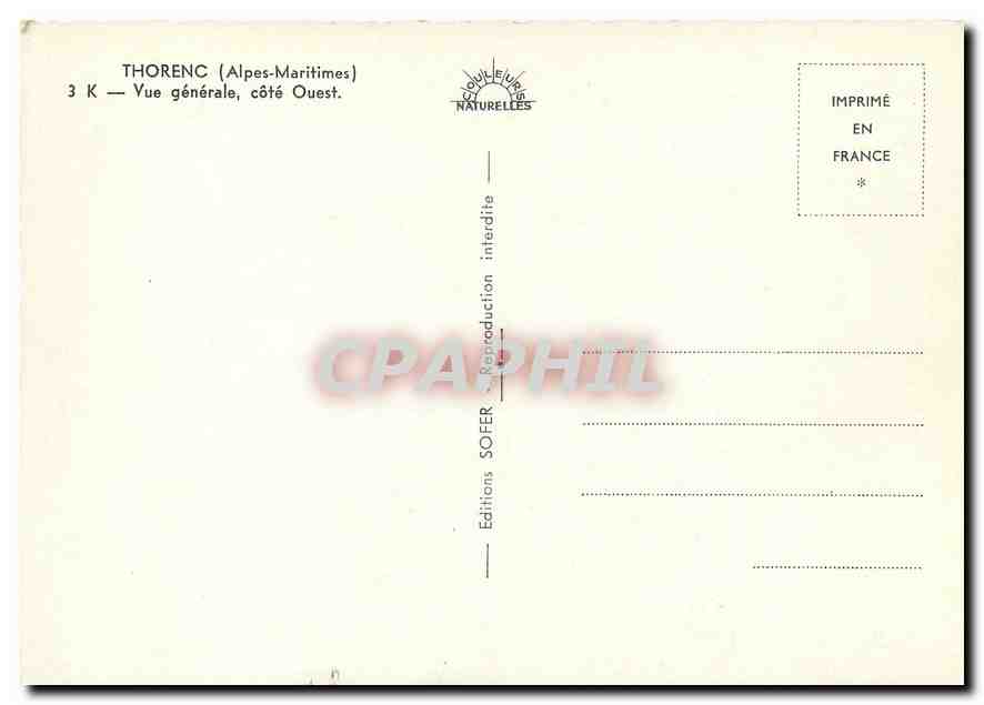 CPM Thorenc Alpes Maritimes Vue generale cote Ouest  — Back