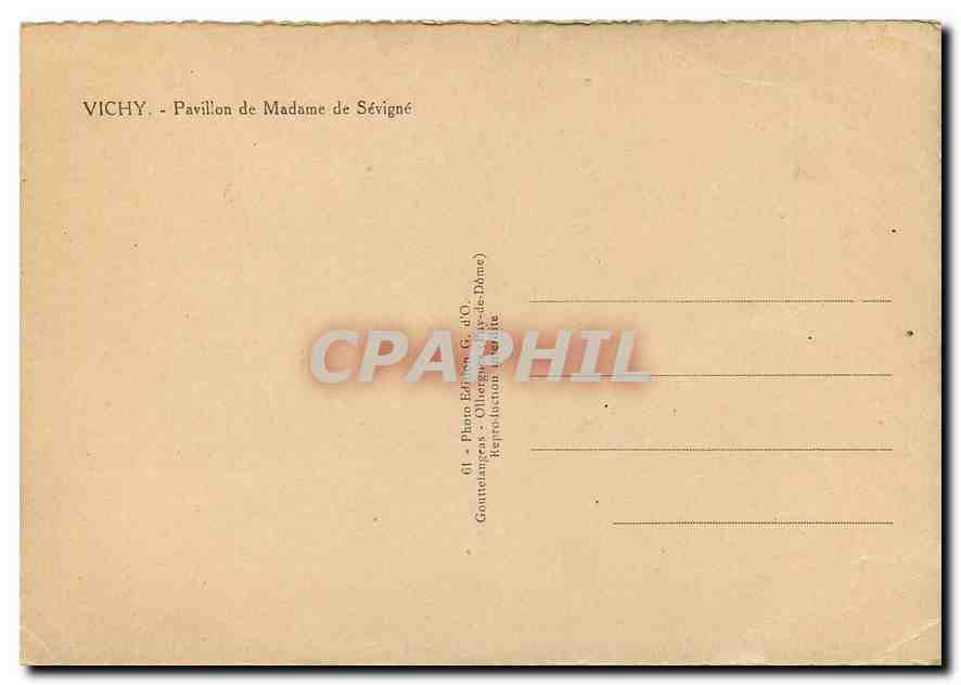CPM Vichy Pavillon de Madame de Sevigne  — Verso