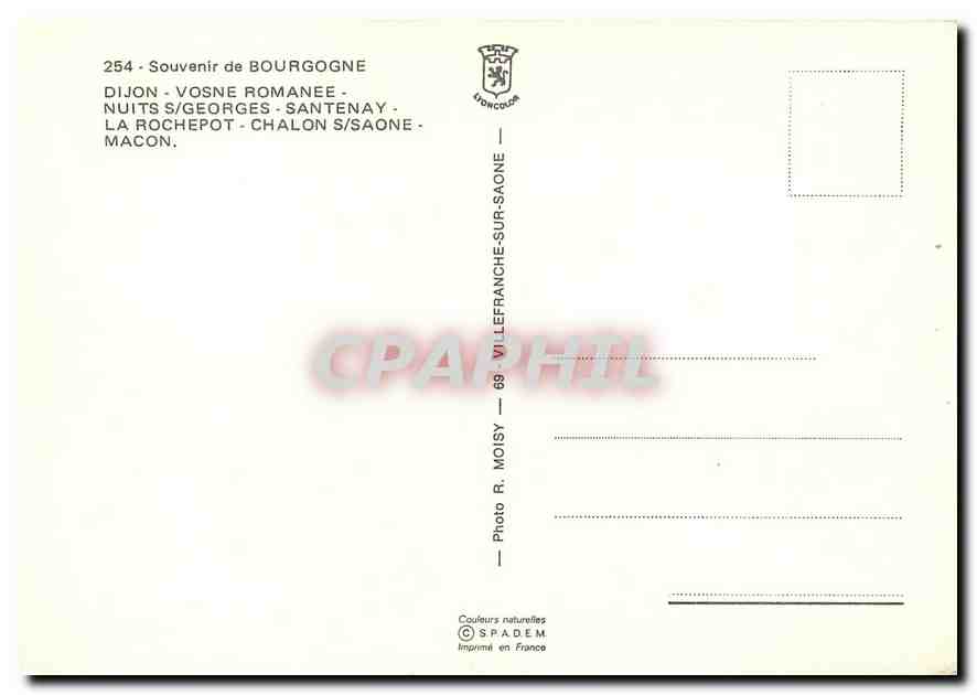 CPM Souvenir de Bourgogne Dijon Vosne Romanee  — Rückseite