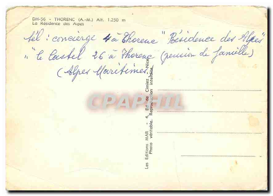 CPM Thorenc Alpes Mar La Residence des Alpes  — Rückseite