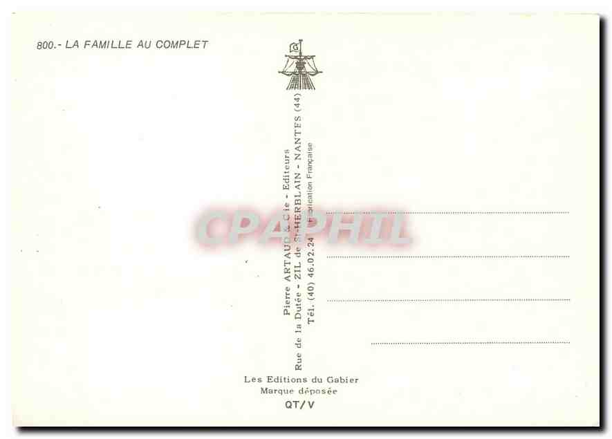 CPM La famille au complet Chevre Cochon Porc Vache Cheval Poules — Rückseite
