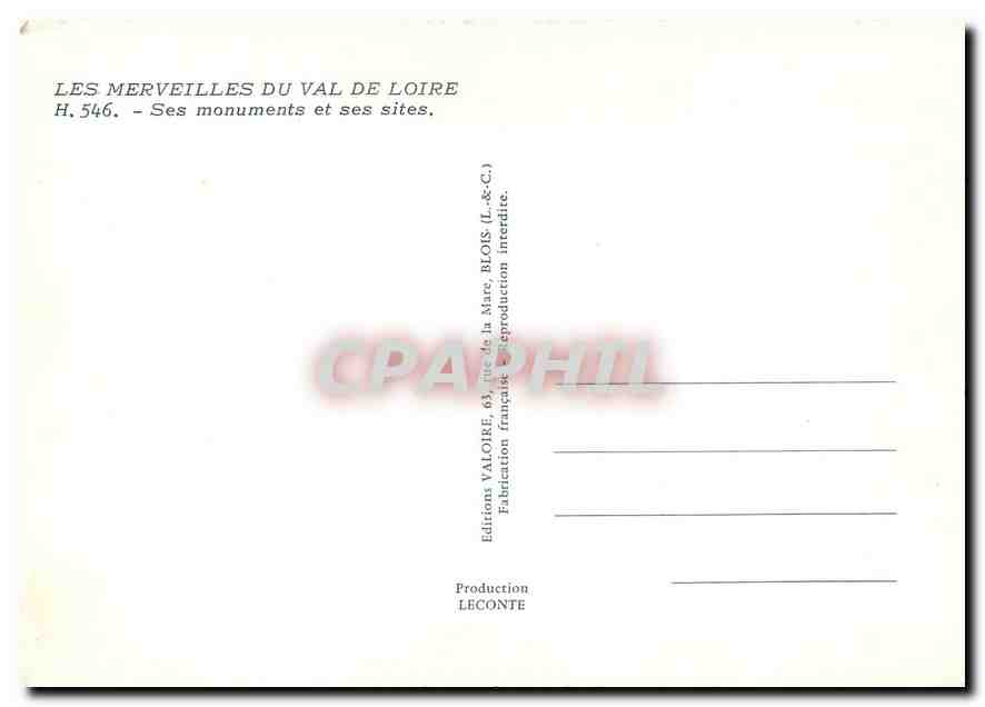 CPM Les Merveilles du Val de la Loire Beaugency Orleans Sully sur Loire Gien St Benoit sur Loire Meu — Rückseite
